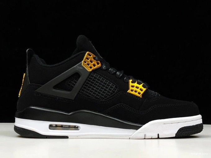 4 Royalty 308497-032 Black Air Jordan Metallic Gold-White 1207